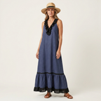 Robe longue à volants sans manches Mayline - Maison Flavigny