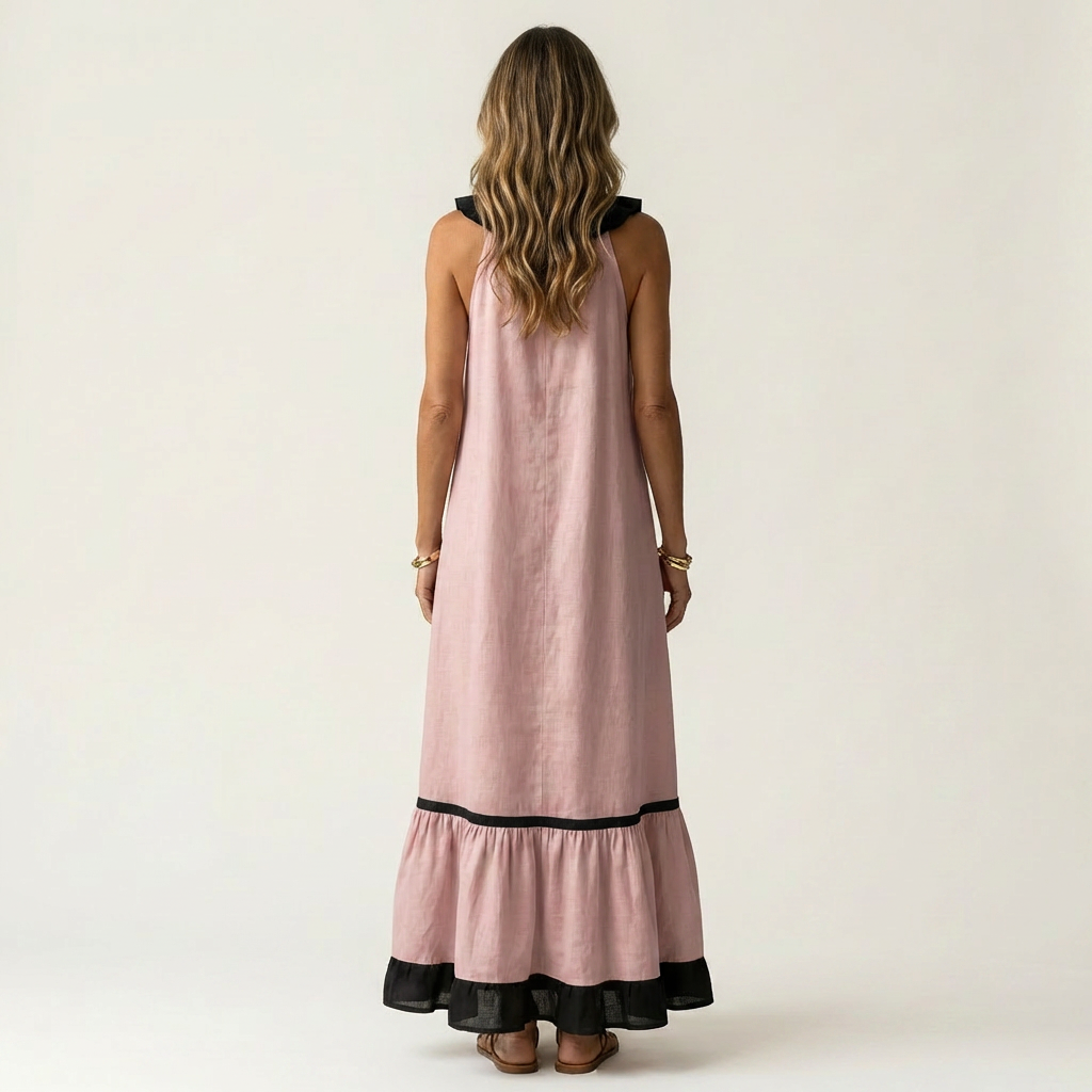 Robe longue à volants sans manches Mayline - Maison Flavigny