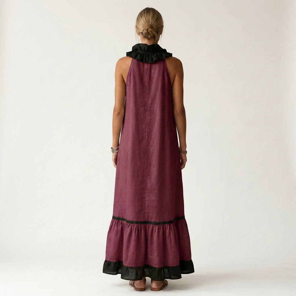Robe longue à volants sans manches Mayline - Maison Flavigny