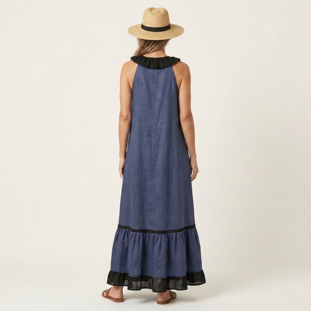 Robe longue à volants sans manches Mayline - Maison Flavigny