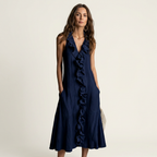 Robe longue à volants sans manches Vicky - Maison Flavigny