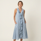 Robe longue à volants sans manches Vicky - Maison Flavigny