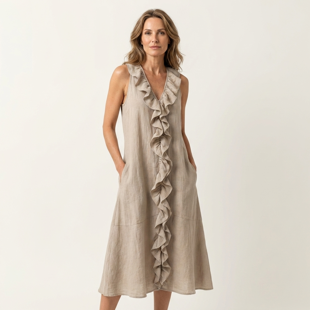 Robe longue à volants sans manches Vicky - Maison Flavigny
