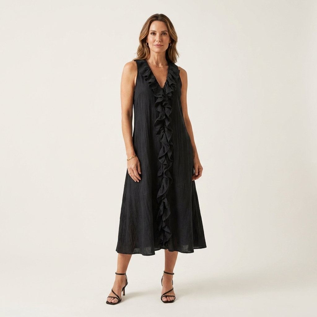 Robe longue à volants sans manches Vicky - Maison Flavigny
