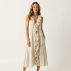 Robe longue à volants sans manches Vicky - Maison Flavigny