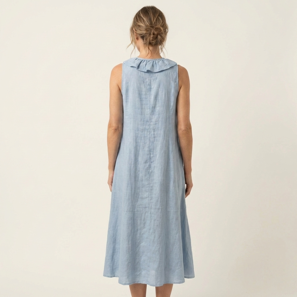 Robe longue à volants sans manches Vicky - Maison Flavigny