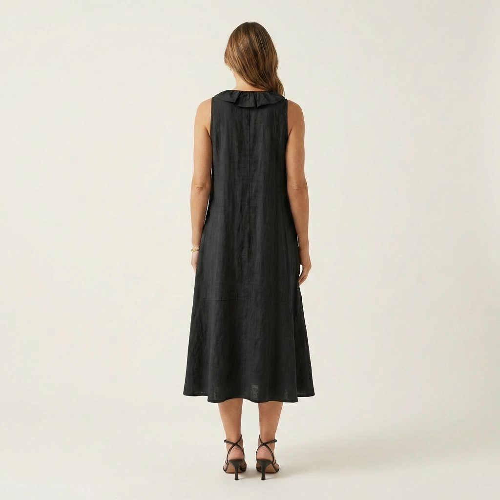Robe longue à volants sans manches Vicky - Maison Flavigny