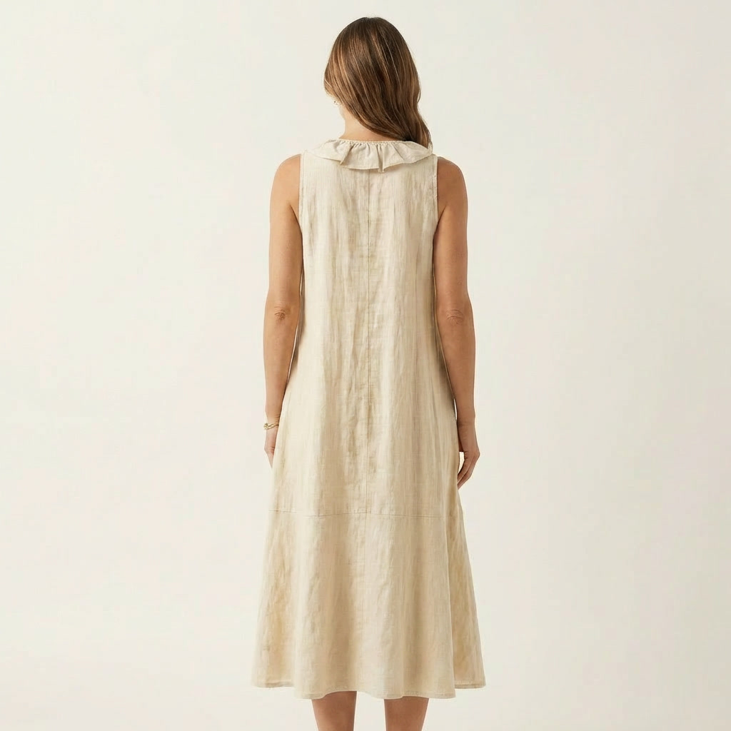 Robe longue à volants sans manches Vicky - Maison Flavigny