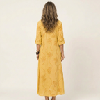 Robe longue fleurie brodée en mélange coton-lin Mariam - Maison Flavigny