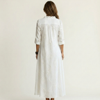 Robe longue fleurie brodée en mélange coton-lin Mariam - Maison Flavigny