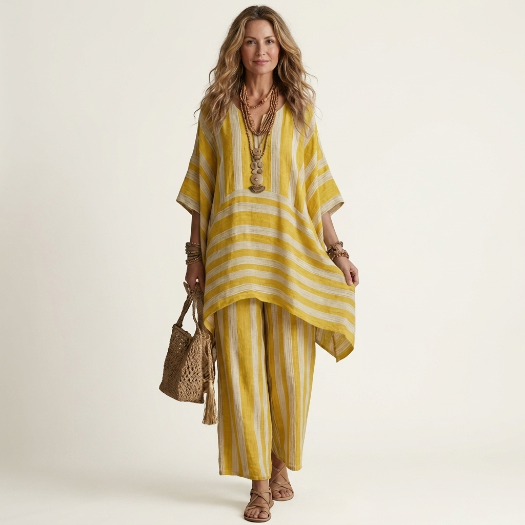 Ensemble rayé en mélange coton-lin Kiara - Maison Flavigny
