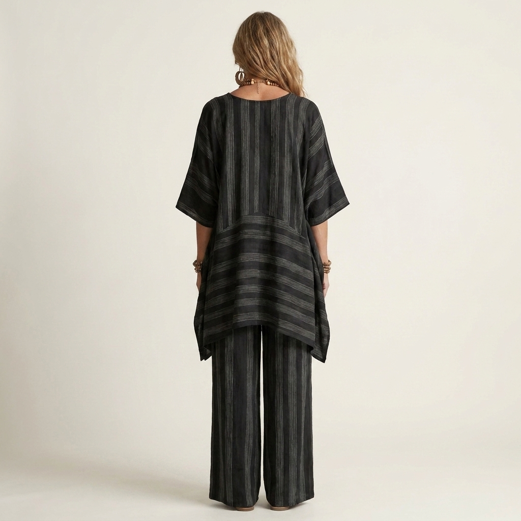 Ensemble rayé en mélange coton-lin Kiara - Maison Flavigny