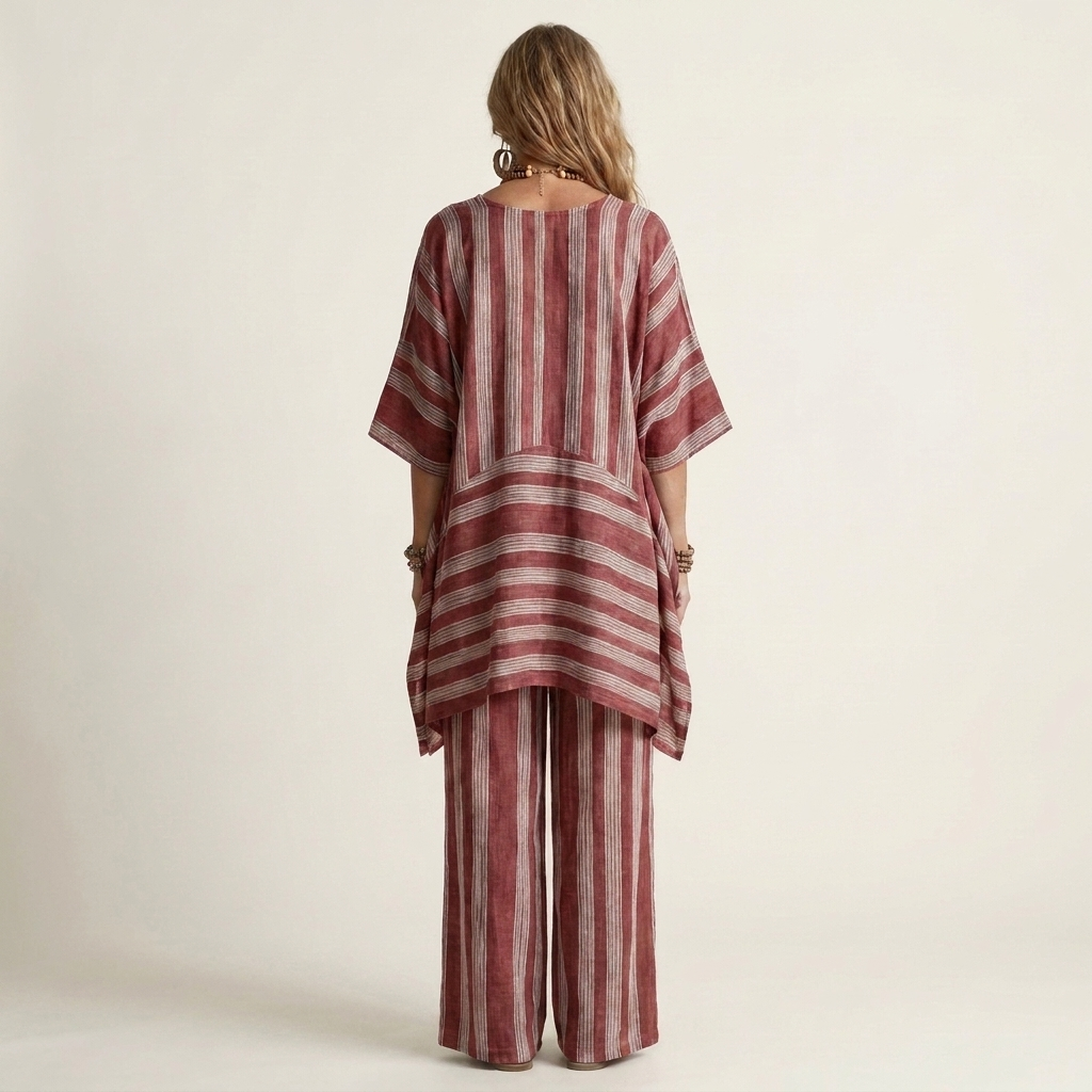 Ensemble rayé en mélange coton-lin Kiara - Maison Flavigny