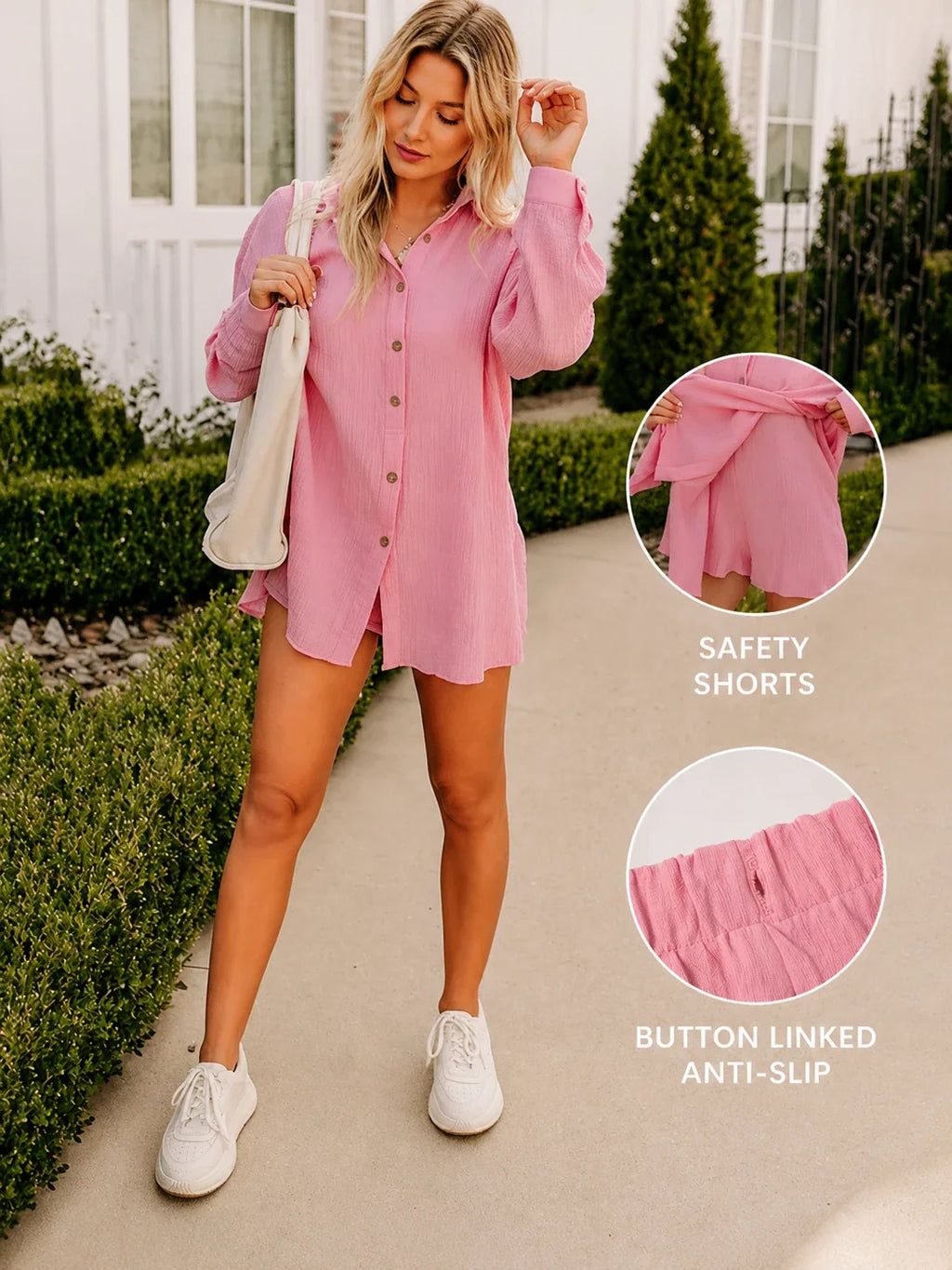 Short boutonné en polyester - Maison Flavigny
