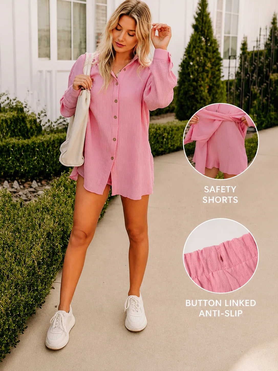 Short boutonné en polyester - Maison Flavigny