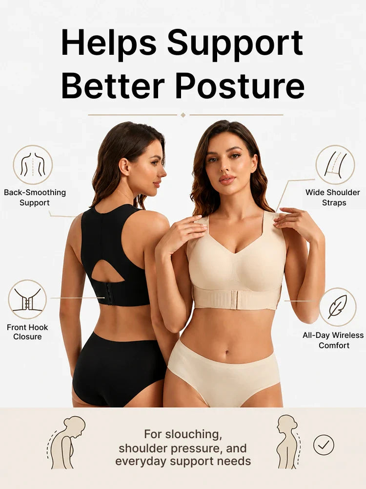 Soutien-gorge push-up sans couture femme, effet maintien du dos