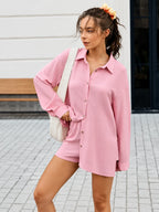 Short boutonné en polyester - Maison Flavigny