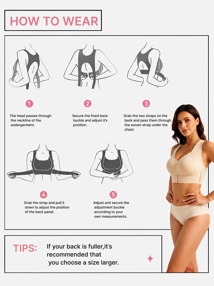 Soutien-gorge push-up sans couture femme, effet maintien du dos