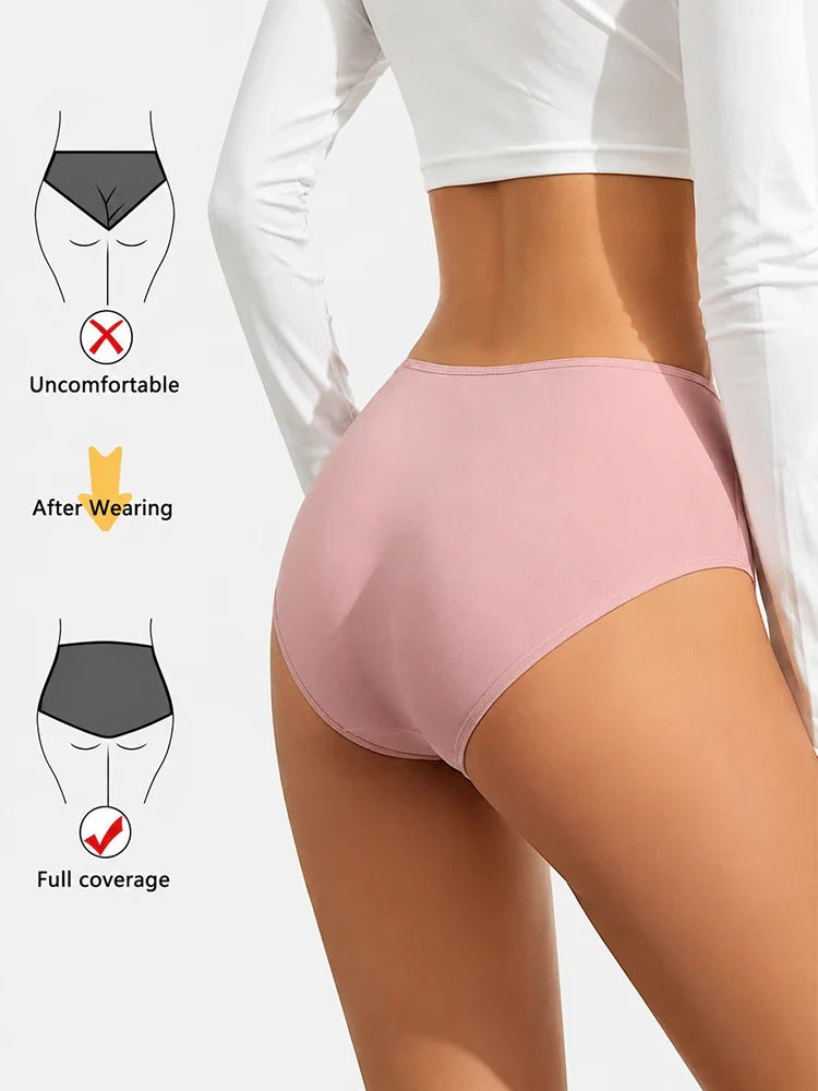 Lot de 5 culottes femme taille haute en coton sans coutures