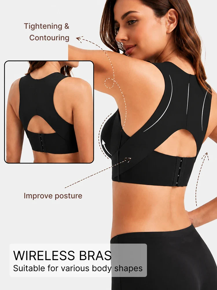 Soutien-gorge push-up sans couture femme, effet maintien du dos