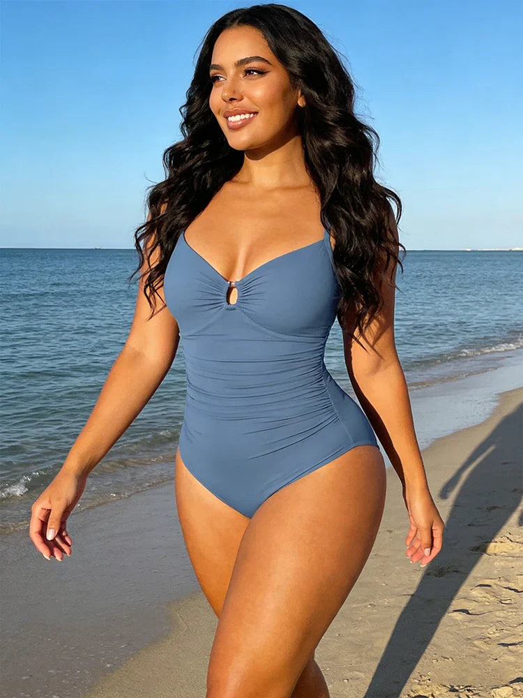 Maillot de bain gainant échancré à anneau en U