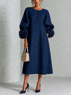 Robe midi fleurie boutonnée - Maison Flavigny