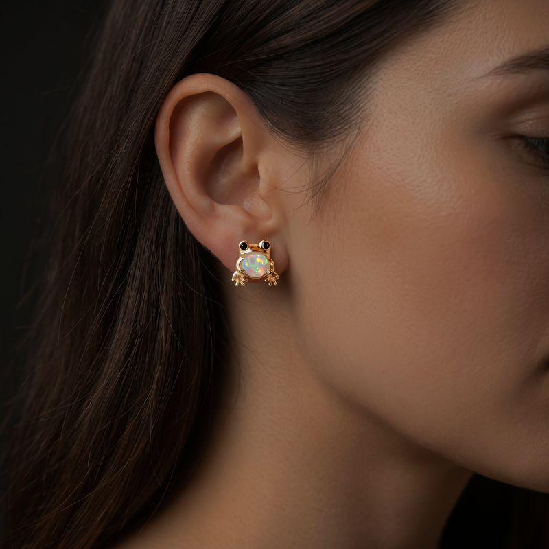 Boucles d'oreilles Grenouille en Opale