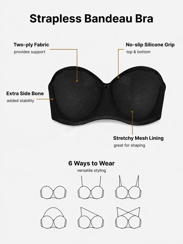 Soutien-gorge balconnet bandeau à armatures en tulle transparent