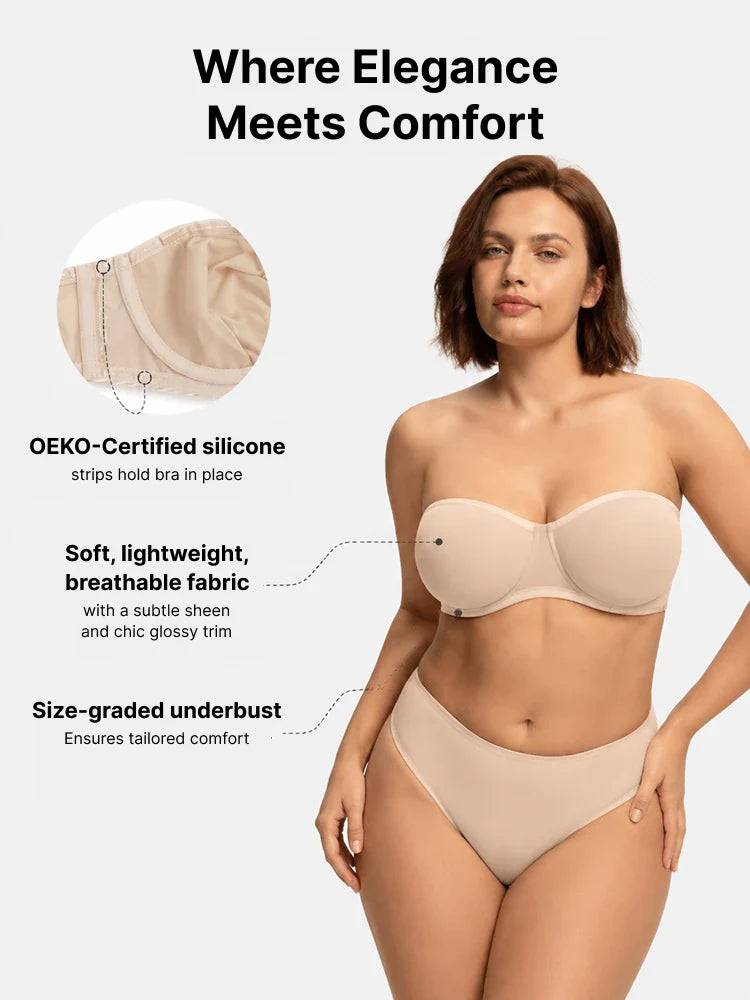 Soutien-gorge balconnet bandeau à armatures en tulle transparent