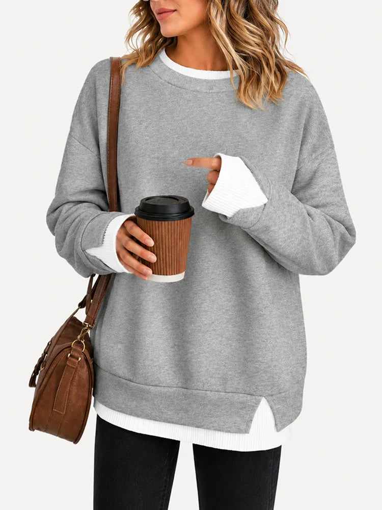 Sweat-shirt oversize col rond effet superposé