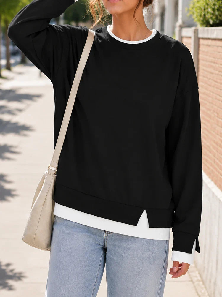 Sweat-shirt oversize col rond effet superposé