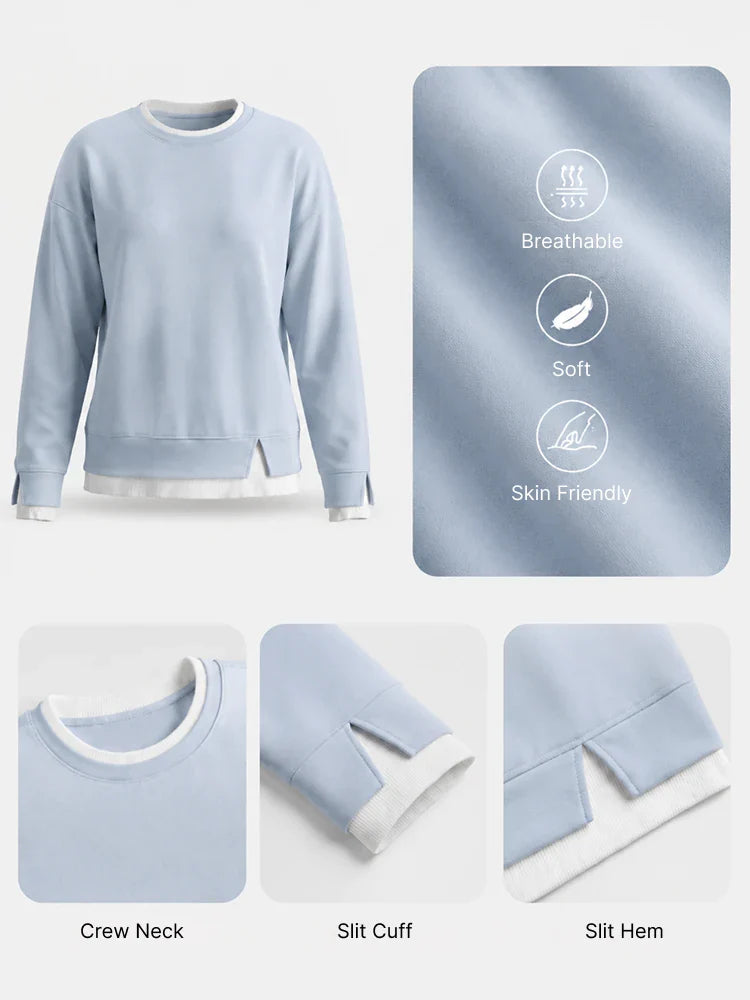 Sweat-shirt oversize col rond effet superposé