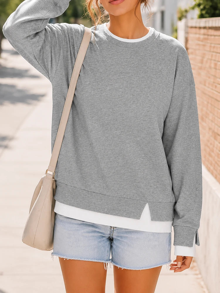 Sweat-shirt oversize col rond effet superposé
