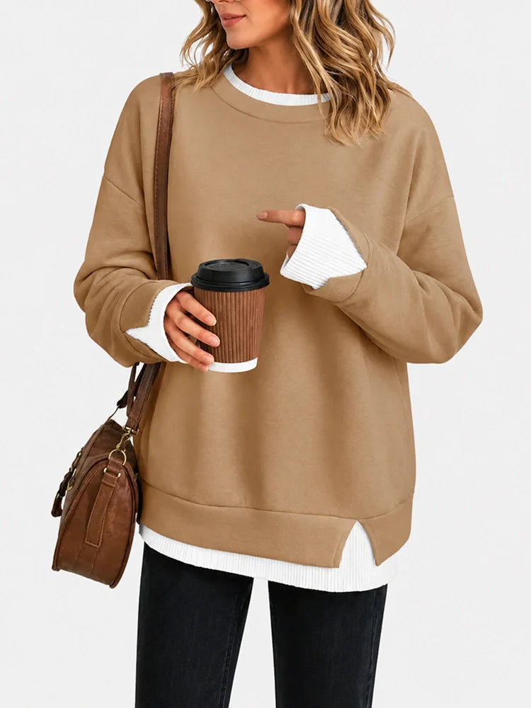 Sweat-shirt oversize col rond effet superposé