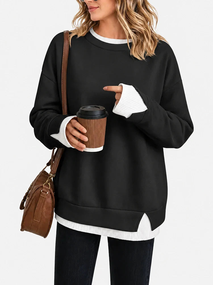 Sweat-shirt oversize col rond effet superposé
