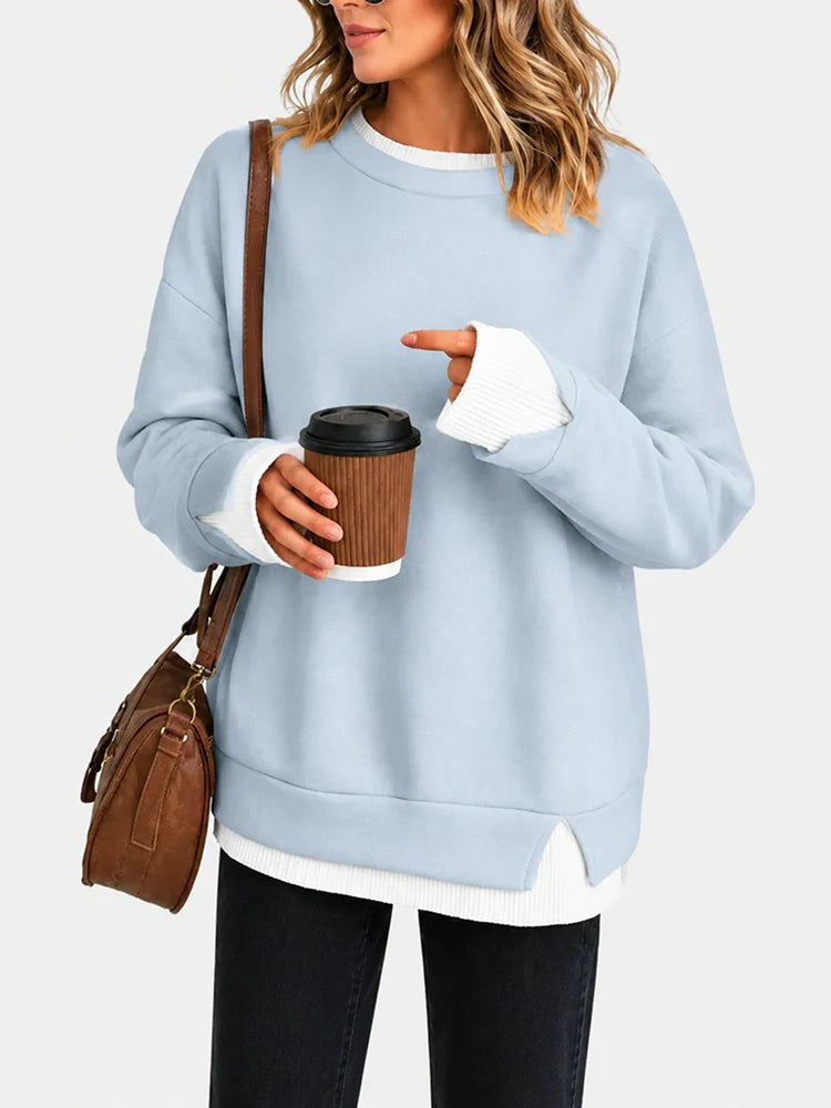 Sweat-shirt oversize col rond effet superposé