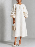 Robe midi fleurie boutonnée - Maison Flavigny